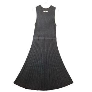 Banana Republic Lustro Metallic Sweater Dress Navy‎ Metallic Stripes Medium New